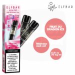 Boîte Elfbar Elfa Pro de 2 pods Fruit du Dragon Ice, 2 ml, 10 mg/ml, packaging rose et bleu