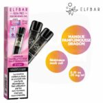 Paquet rose de 2 pods Elfbar Elfa Pro Mangue Pamplemousse Fruit du Dragon, 2 ml, 20 mg/ml