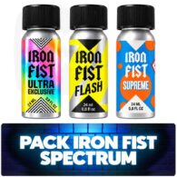 Pack Iron Fist Spectrum : trois flacons 24 ml Ultra Exclusive, Flash et Supreme alignés