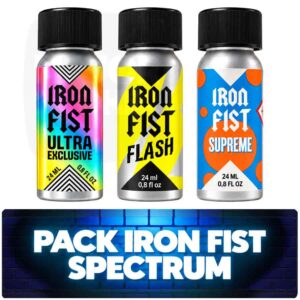 Pack Iron Fist Spectrum : trois flacons 24 ml Ultra Exclusive, Flash et Supreme alignés