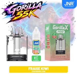 Pod réservoir JNR Gorilla X et flacon e-liquide Fraise Kiwi 10ml aux sels de nicotine
