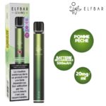 Kit Elfbar Elfa Pro Pomme Pêche, batterie vert métallisé et boîte vert clair, 20 mg/ml